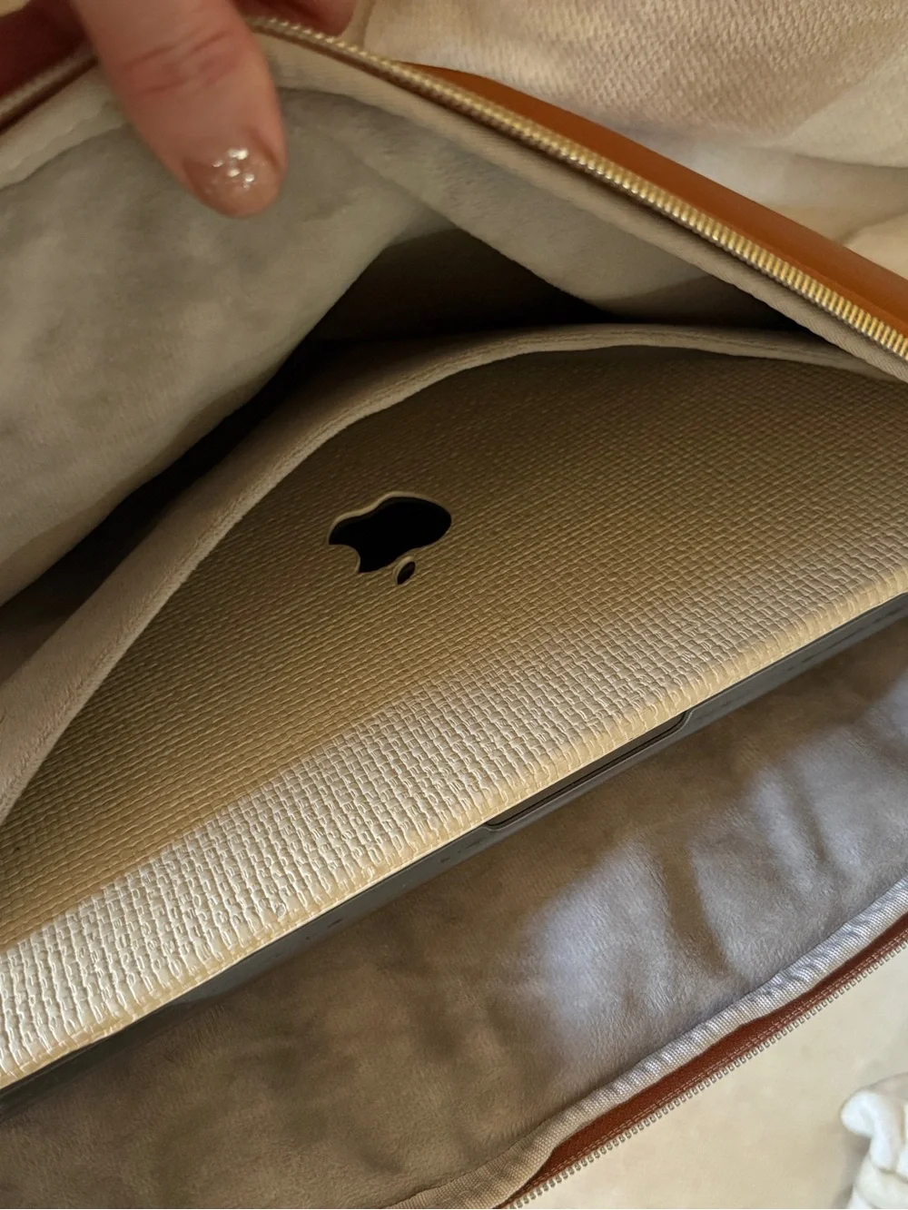 Tan faux Leather fleece lined Laptop Sleeve MOSISO Laptop Sleeve Bag 16”